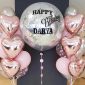 Personalised XL Pink & Silver Balloon & Heart Bouquets
