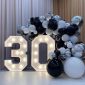 Silver,Black & White Balloon Garland & LED Lights
