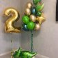 Green Dinosaur Golden Star Foil Birthday Balloons